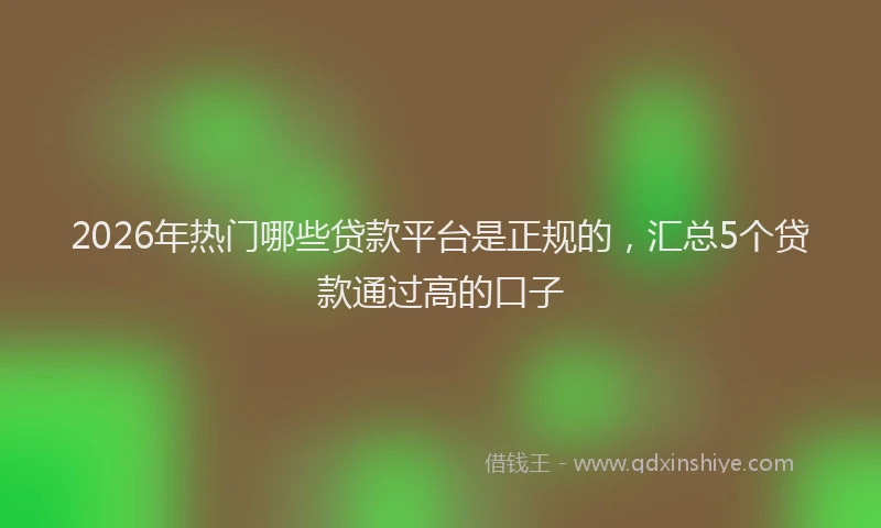 2026年热门哪些贷款平台是正规的，汇总5个贷款通过高的口子