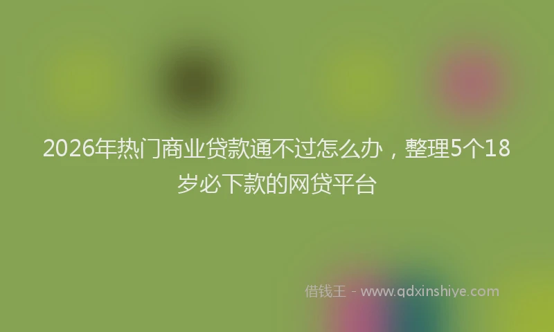 2026年热门商业贷款通不过怎么办，整理5个18岁必下款的网贷平台