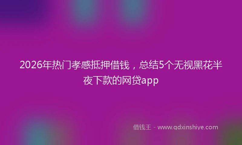 2026年热门孝感抵押借钱，总结5个无视黑花半夜下款的网贷app
