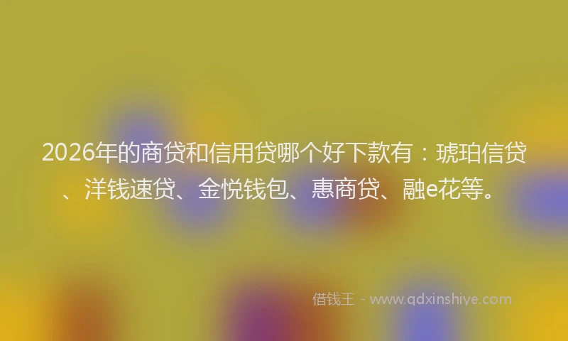 2026年的商贷和信用贷哪个好下款有：琥珀信贷、洋钱速贷、金悦钱包、惠商贷、融e花等。