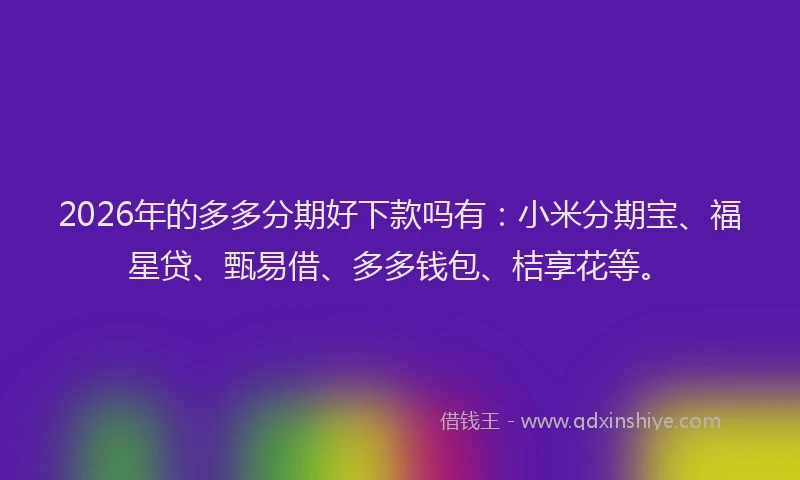 2026年的多多分期好下款吗有：小米分期宝、福星贷、甄易借、多多钱包、桔享花等。