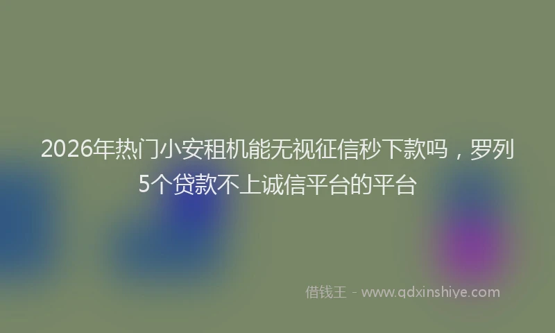 2026年热门小安租机能无视征信秒下款吗，罗列5个贷款不上诚信平台的平台