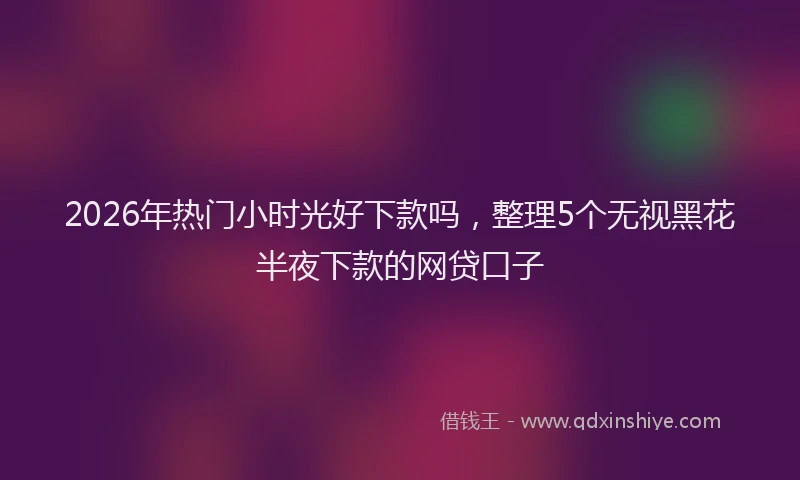 2026年热门小时光好下款吗，整理5个无视黑花半夜下款的网贷口子
