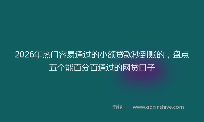 2026年热门容易通过的小额贷款秒到账的，盘点五个能百分百通过的网贷口子