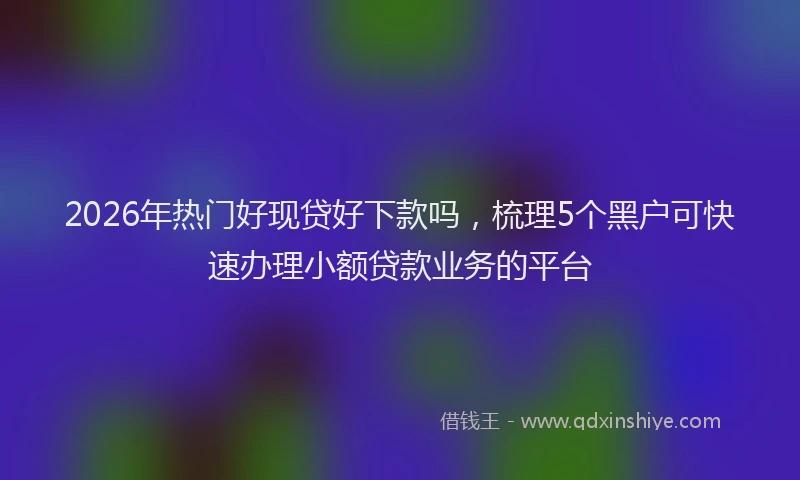 2026年热门好现贷好下款吗，梳理5个黑户可快速办理小额贷款业务的平台