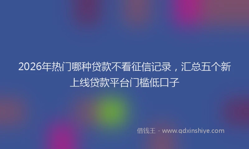 2026年热门哪种贷款不看征信记录，汇总五个新上线贷款平台门槛低口子