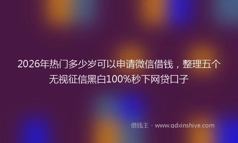 2026年热门多少岁可以申请微信借钱，整理五个无视征信黑白100%秒下网贷口子