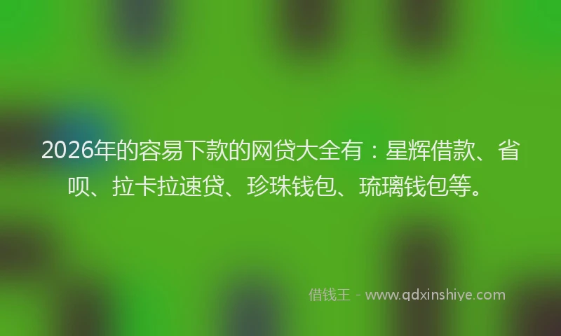 2026年的容易下款的网贷大全有：星辉借款、省呗、拉卡拉速贷、珍珠钱包、琉璃钱包等。
