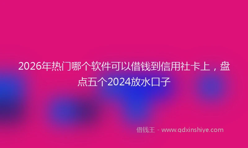2026年热门哪个软件可以借钱到信用社卡上，盘点五个2024放水口子