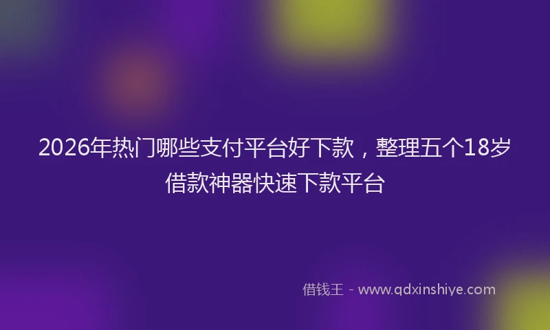 2026年热门哪些支付平台好下款，整理五个18岁借款神器快速下款平台