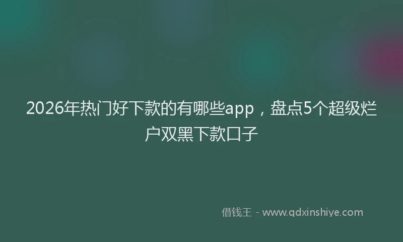 2026年热门好下款的有哪些app，盘点5个超级烂户双黑下款口子