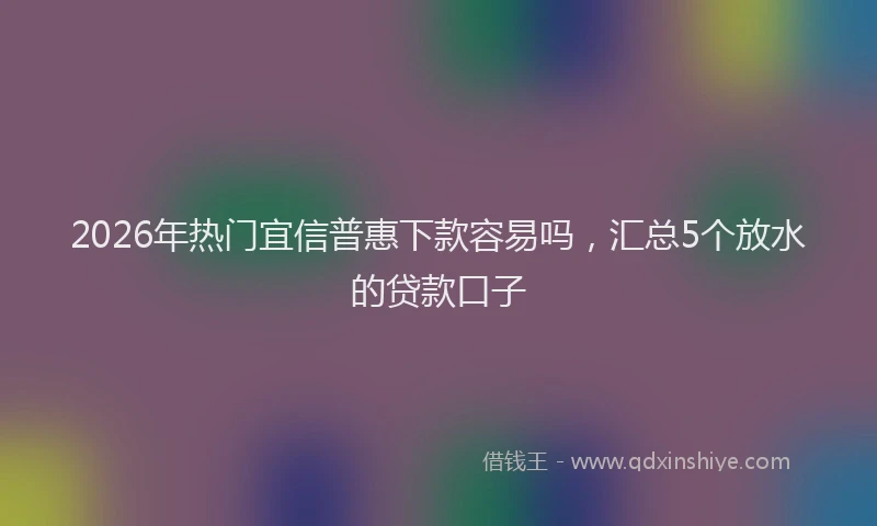 2026年热门宜信普惠下款容易吗,汇总5个放水的贷款口子