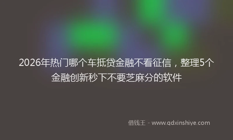 2026年热门哪个车抵贷金融不看征信，整理5个金融创新秒下不要芝麻分的软件