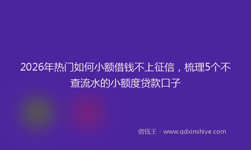 2026年热门如何小额借钱不上征信，梳理5个不查流水的小额度贷款口子