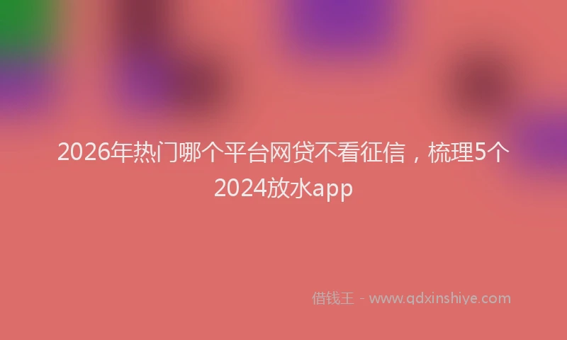 2026年热门哪个平台网贷不看征信，梳理5个2024放水app