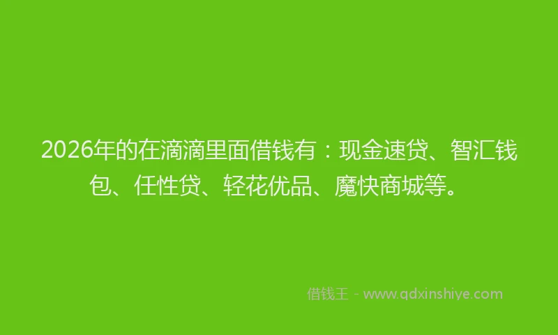 2026年的在滴滴里面借钱有：现金速贷、智汇钱包、任性贷、轻花优品、魔快商城等。