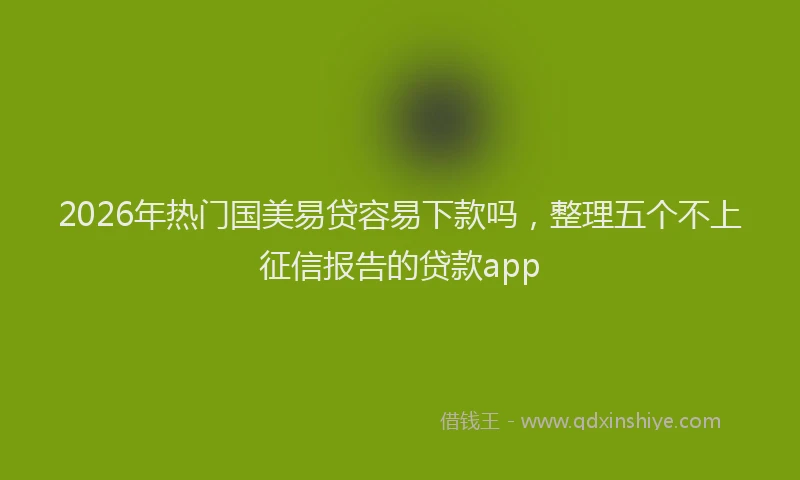 2026年热门国美易贷容易下款吗，整理五个不上征信报告的贷款app