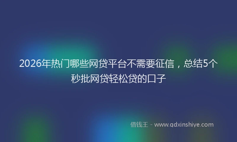 2026年热门哪些网贷平台不需要征信，总结5个秒批网贷轻松贷的口子
