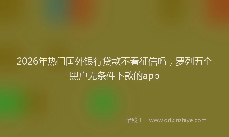 2026年热门国外银行贷款不看征信吗，罗列五个黑户无条件下款的app