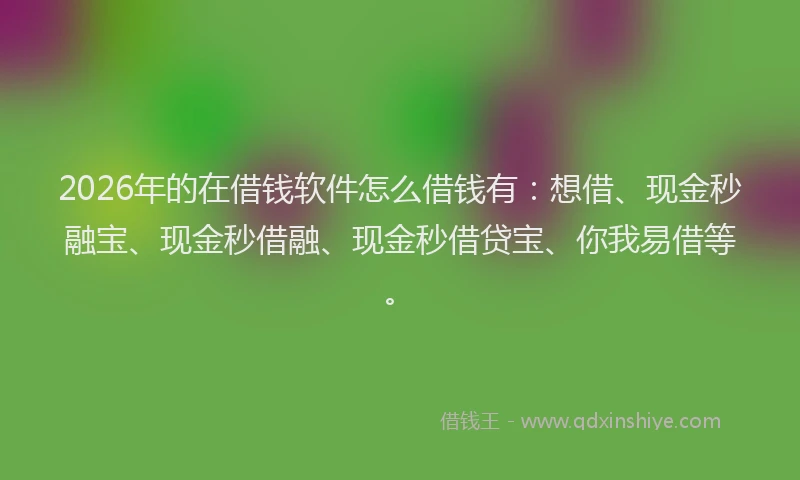 2026年的在借钱软件怎么借钱有：想借、现金秒融宝、现金秒借融、现金秒借贷宝、你我易借等。