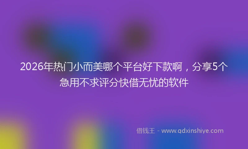 2026年热门小而美哪个平台好下款啊,分享5个急用不求评分快借无忧的软件