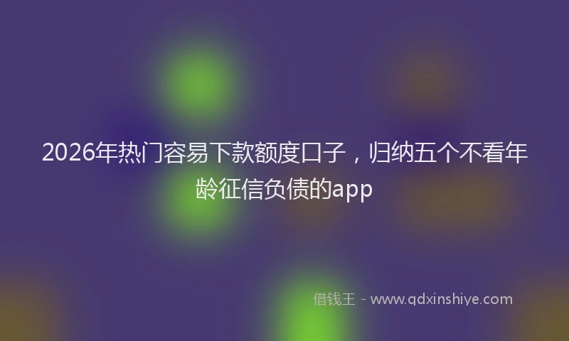 2026年热门容易下款额度口子，归纳五个不看年龄征信负债的app
