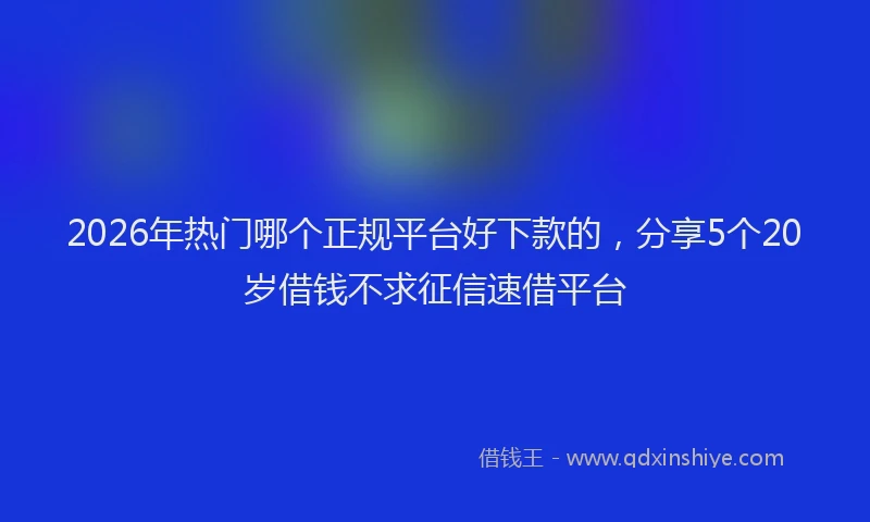 2026年热门哪个正规平台好下款的，分享5个20岁借钱不求征信速借平台