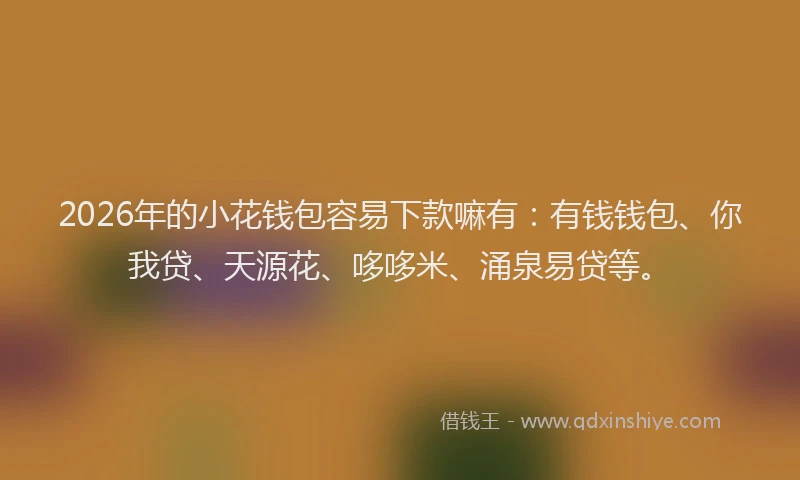 2026年的小花钱包容易下款嘛有：有钱钱包、你我贷、天源花、哆哆米、涌泉易贷等。