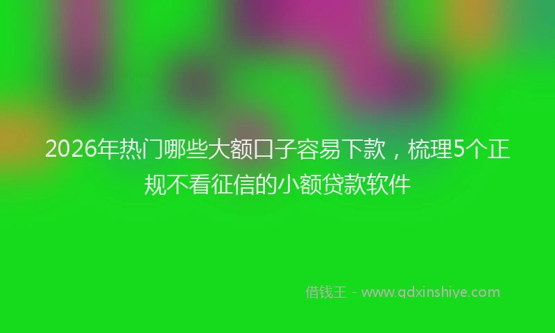 2026年热门哪些大额口子容易下款，梳理5个正规不看征信的小额贷款软件