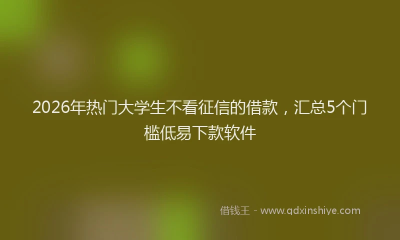 2026年热门大学生不看征信的借款，汇总5个门槛低易下款软件