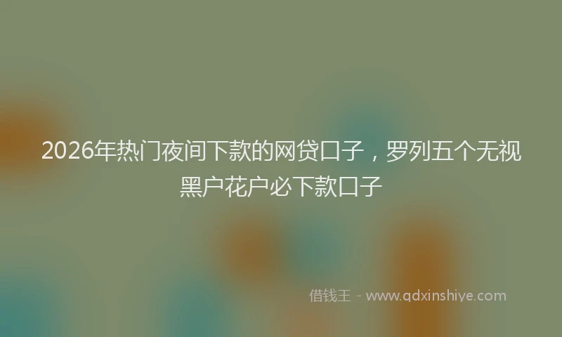 2026年热门夜间下款的网贷口子，罗列五个无视黑户花户必下款口子