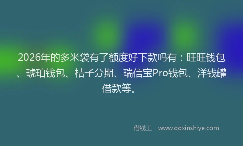 2026年的多米袋有了额度好下款吗有：旺旺钱包、琥珀钱包、桔子分期、瑞信宝Pro钱包、洋钱罐借款等。