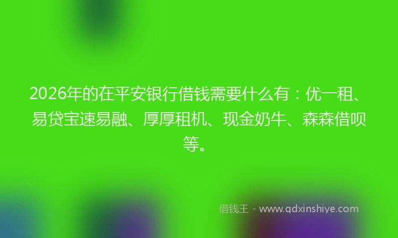 2026年的在平安银行借钱需要什么有：优一租、易贷宝速易融、厚厚租机、现金奶牛、森森借呗等。