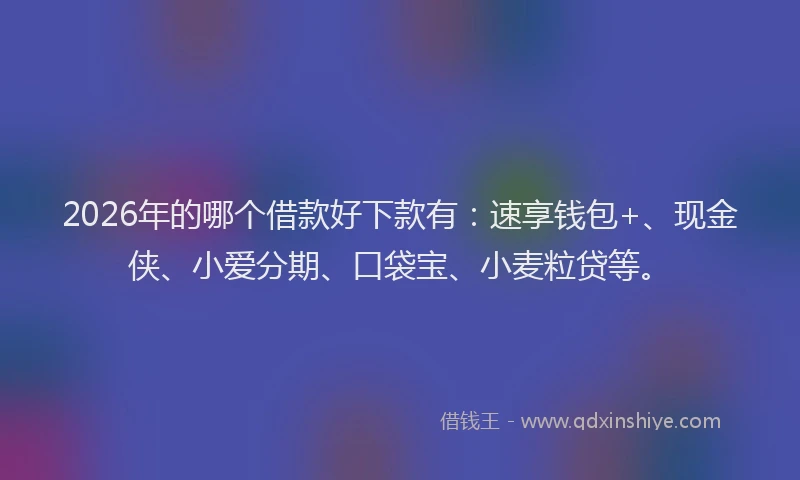 2026年的哪个借款好下款有：速享钱包+、现金侠、小爱分期、口袋宝、小麦粒贷等。