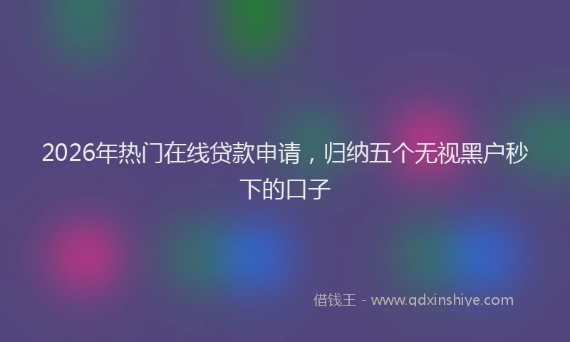 2026年热门在线贷款申请，归纳五个无视黑户秒下的口子