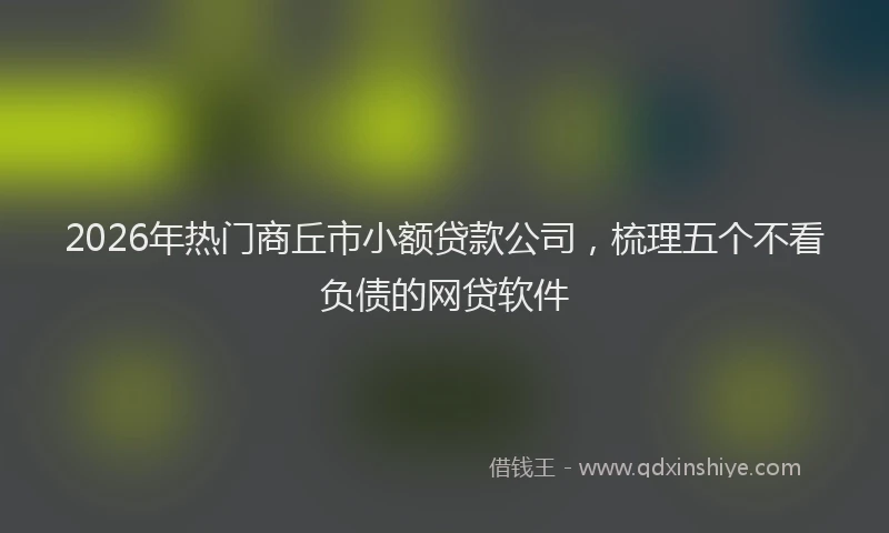 2026年热门商丘市小额贷款公司，梳理五个不看负债的网贷软件