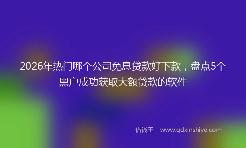 2026年热门哪个公司免息贷款好下款，盘点5个黑户成功获取大额贷款的软件