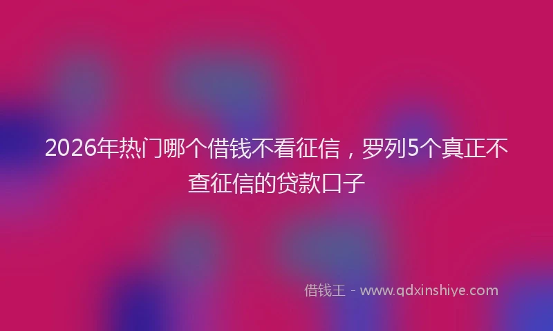 2026年热门哪个借钱不看征信，罗列5个真正不查征信的贷款口子