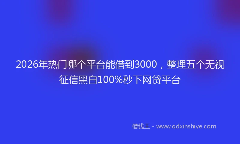 2026年热门哪个平台能借到3000，整理五个无视征信黑白100%秒下网贷平台