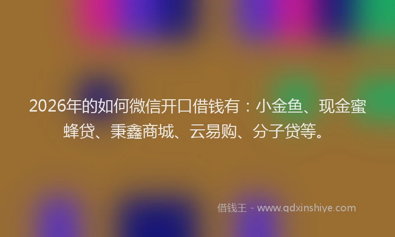 2026年的如何微信开口借钱有：小金鱼、现金蜜蜂贷、秉鑫商城、云易购、分子贷等。