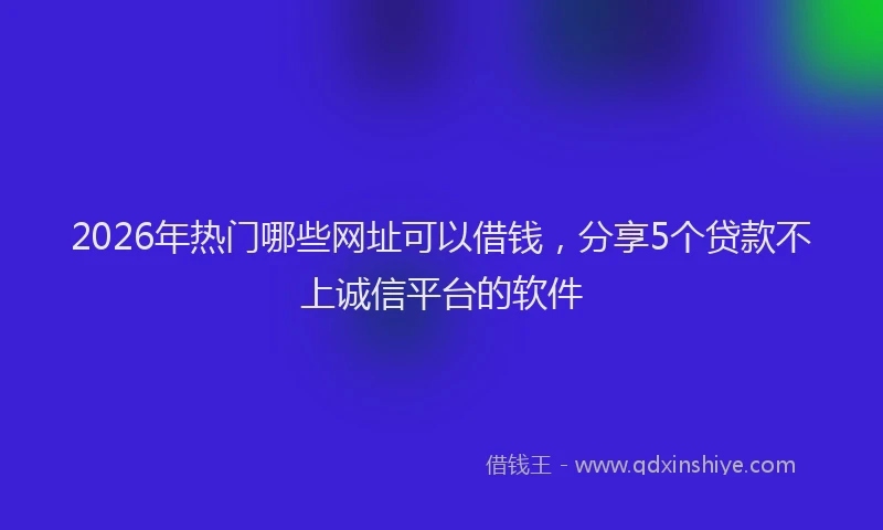 2026年热门哪些网址可以借钱，分享5个贷款不上诚信平台的软件