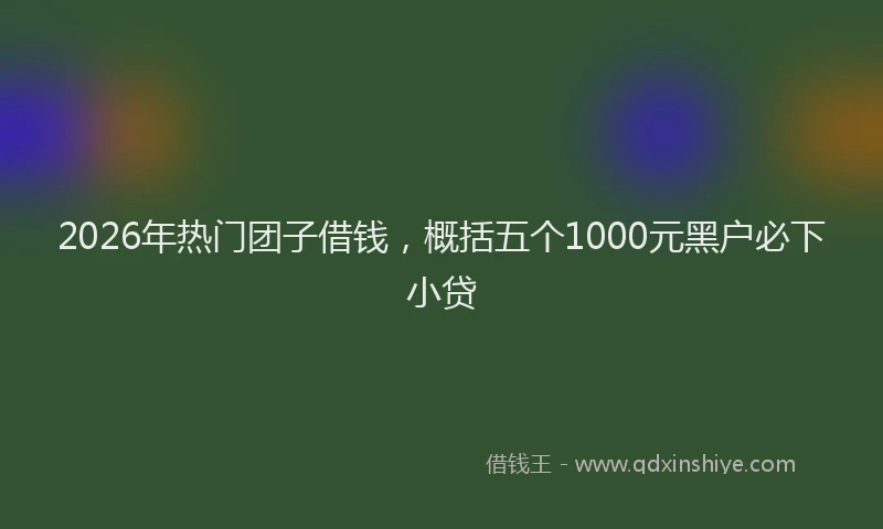2026年热门团子借钱，概括五个1000元黑户必下小贷