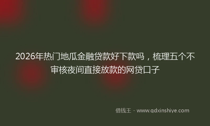 2026年热门地瓜金融贷款好下款吗，梳理五个不审核夜间直接放款的网贷口子