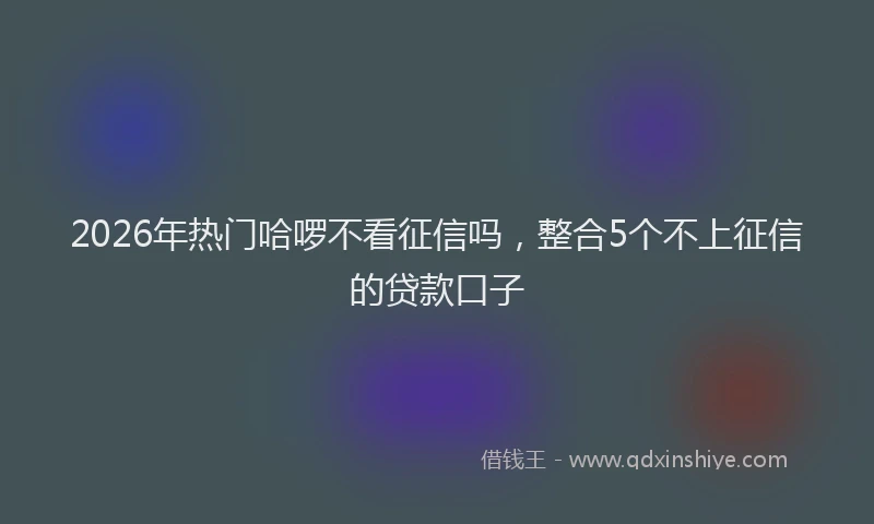 2026年热门哈啰不看征信吗，整合5个不上征信的贷款口子