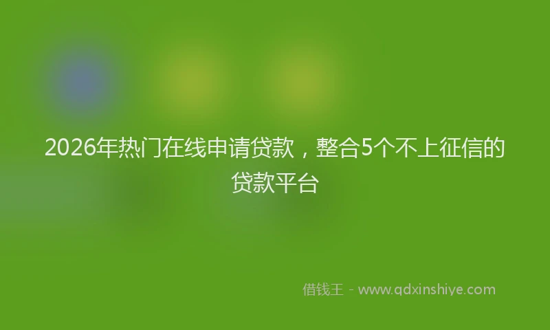 2026年热门在线申请贷款，整合5个不上征信的贷款平台