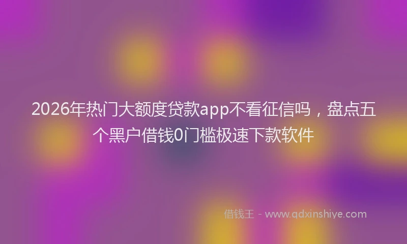 2026年热门大额度贷款app不看征信吗，盘点五个黑户借钱0门槛极速下款软件