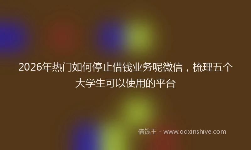 2026年热门如何停止借钱业务呢微信，梳理五个大学生可以使用的平台