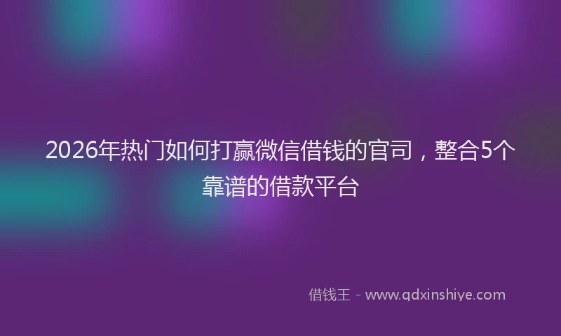 2026年热门如何打赢微信借钱的官司，整合5个靠谱的借款平台