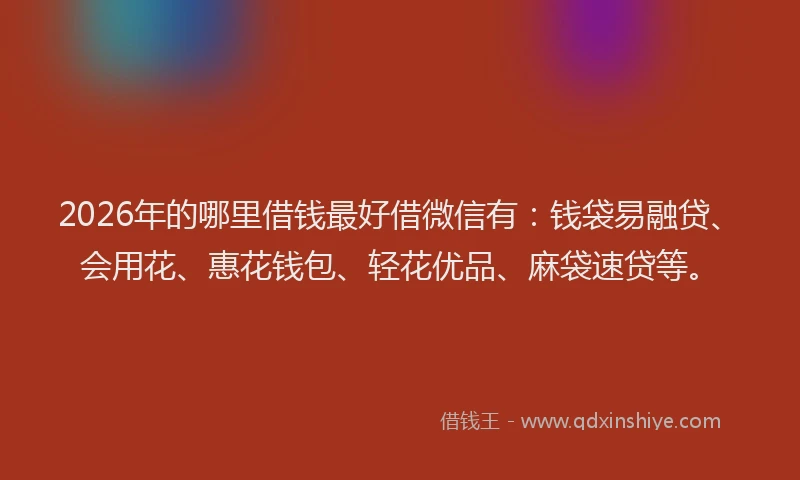 2026年的哪里借钱最好借微信有：钱袋易融贷、会用花、惠花钱包、轻花优品、麻袋速贷等。