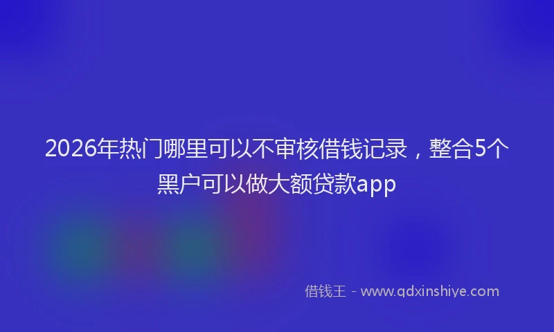 2026年热门哪里可以不审核借钱记录，整合5个黑户可以做大额贷款app